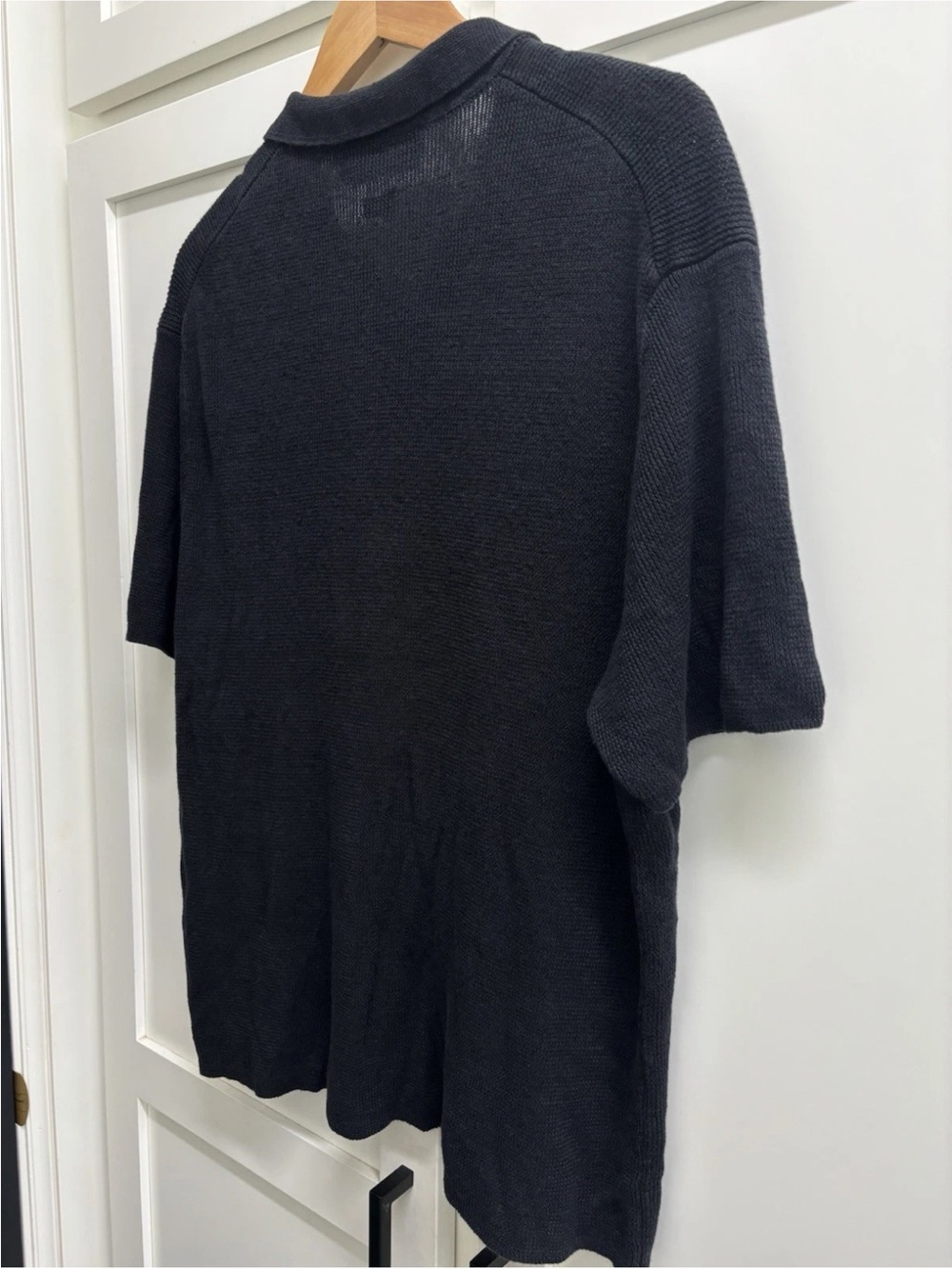 Polo Ralph Lauren Linen Knit Polo Shirt L Black Italian Yarn Short Sleeve Mesh - Picture 5 of 7